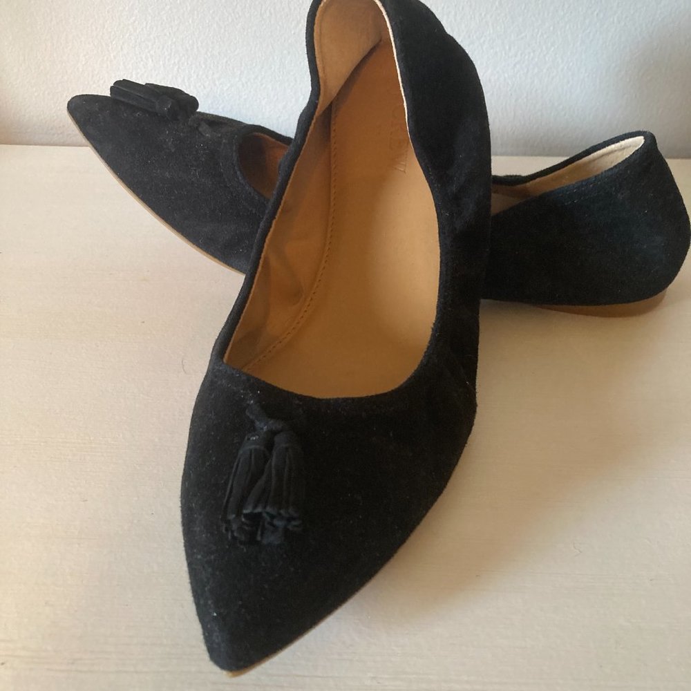 J Crew Black Suede Ballet Flats - NWOT